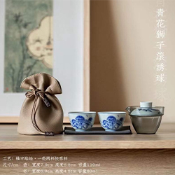 仿古青花獅快客杯